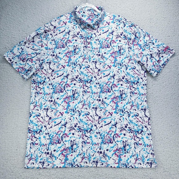 Lofty Llama Other - Lofty Llama Polo Mens XL Multicolor Paint Splatter Golf Performance Stretch